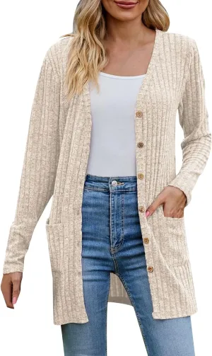 2023 Women's Open Front Cardigan Long Sleeve Draped Ruffles Soft Knit Sweaters Fall Lightweight Coat Trendy Jacket for Women