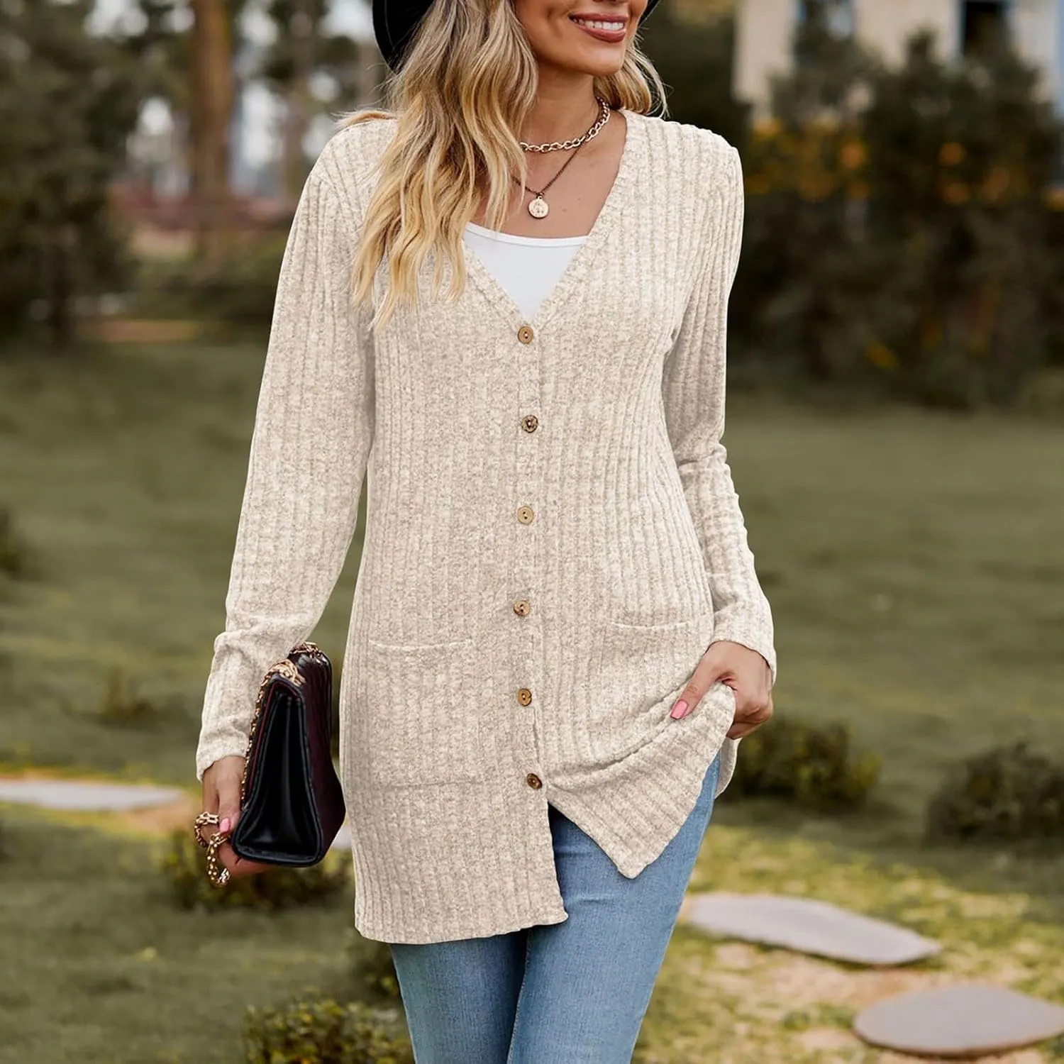 2023 Women's Open Front Cardigan Long Sleeve Draped Ruffles Soft Knit Sweaters Fall Lightweight Coat Trendy Jacket for Women