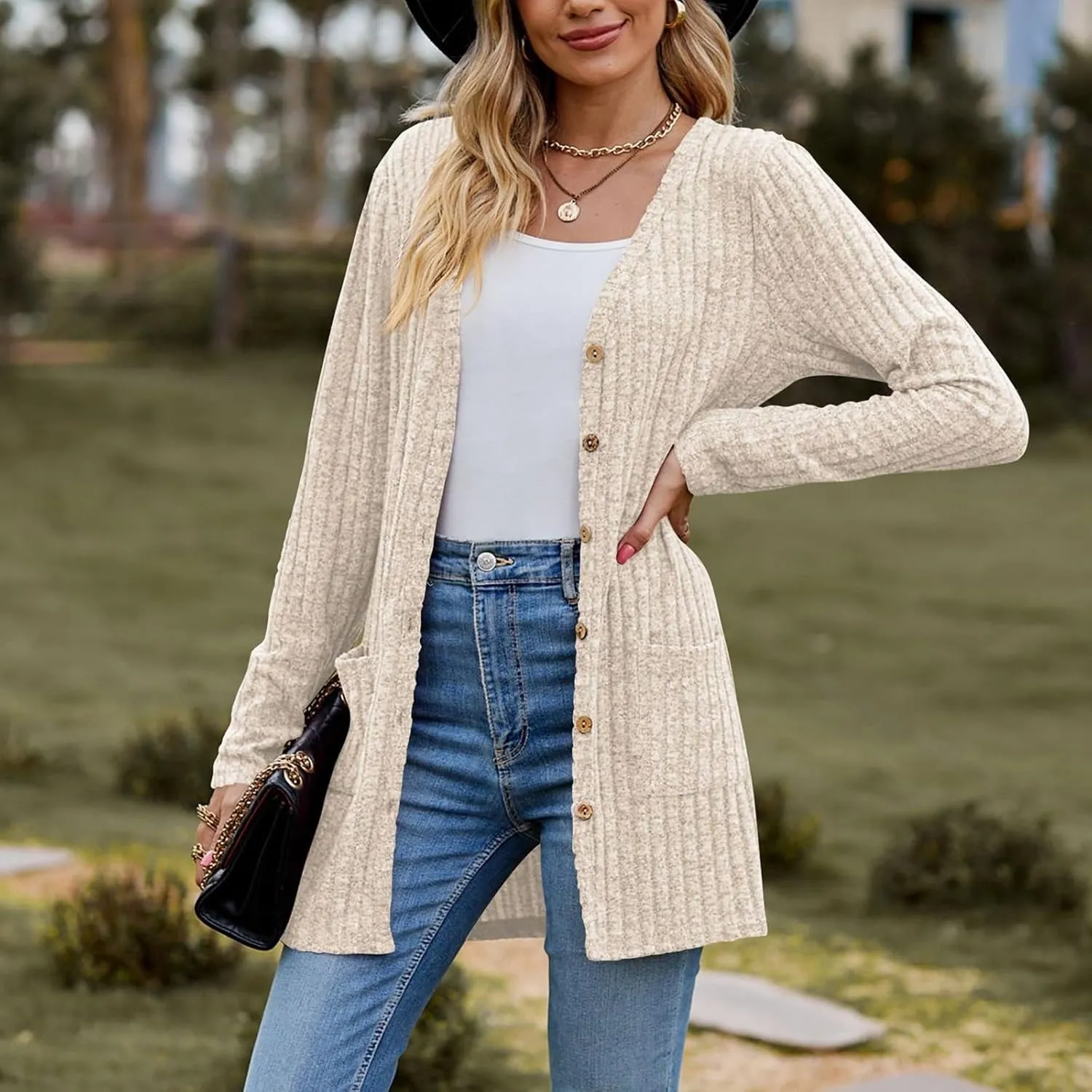 2023 Women's Open Front Cardigan Long Sleeve Draped Ruffles Soft Knit Sweaters Fall Lightweight Coat Trendy Jacket for Women