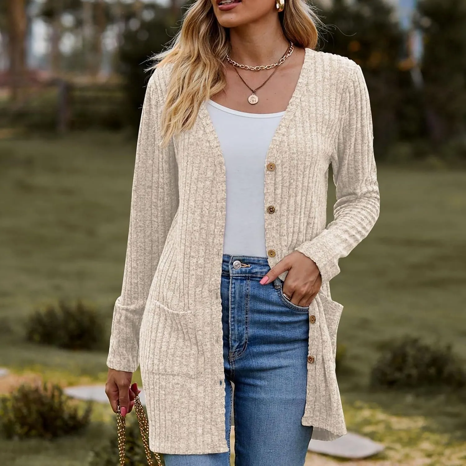 2023 Women's Open Front Cardigan Long Sleeve Draped Ruffles Soft Knit Sweaters Fall Lightweight Coat Trendy Jacket for Women