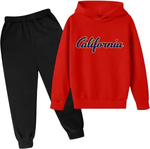 Boys' Jogger Set 2Pcs Outfits Letter Sweatsuit Long Sleeve Pullover Hoodie Sweatshirt and Cargo Sweatpants with Pocket