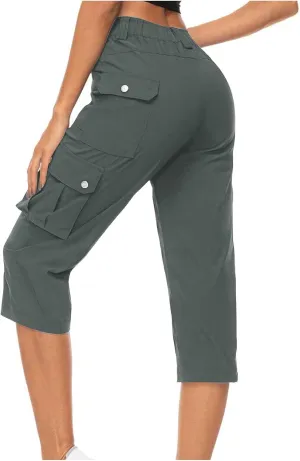 Cargo Capris for Women Trendy 2025 Summer Workout Pants Lightweight Loose Fit Sweatpants Elastic Waist Cozy Pant