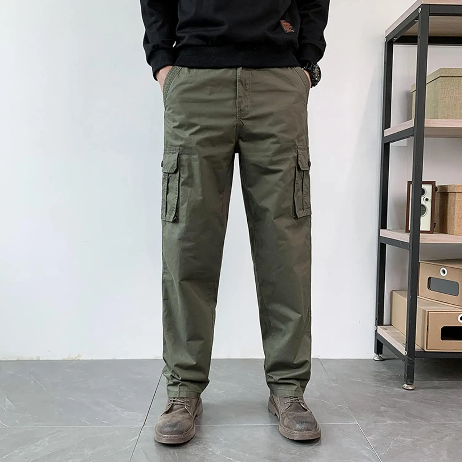 Cargo Sweatpants for Men Jogging Running Men's Fleece Jogger Pant Men's Lightweight Sweatpants Loose Fit Open Bottom