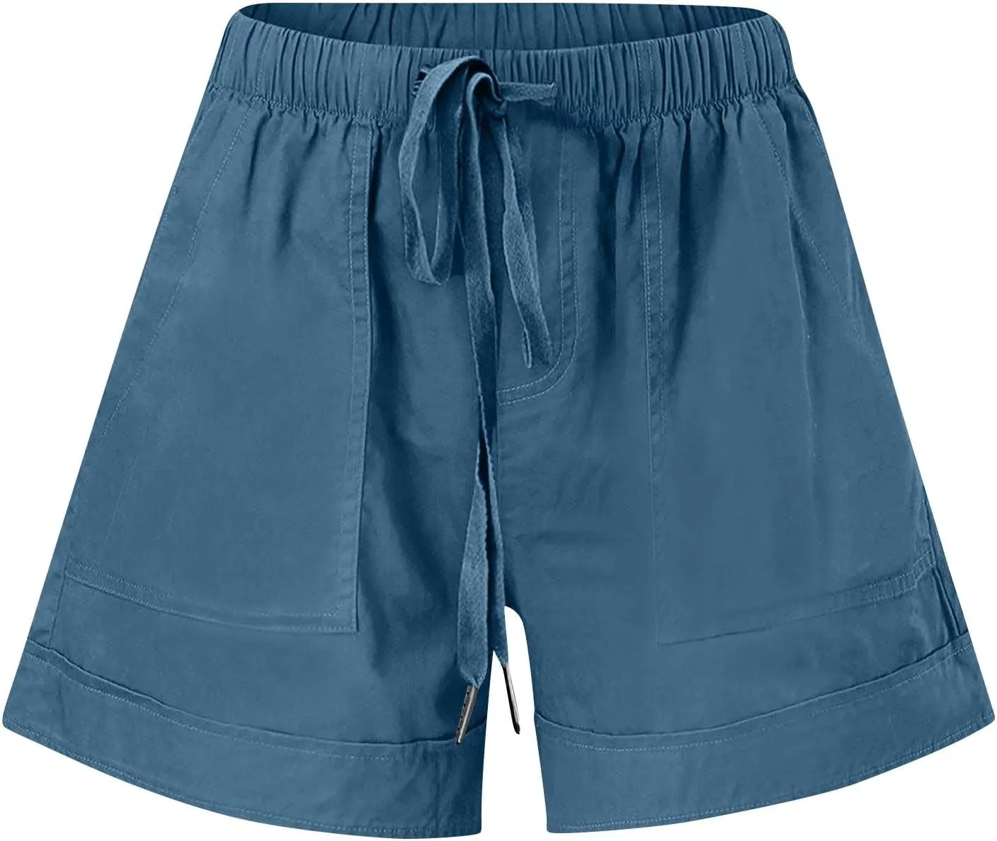 Casual Shorts for Women Trendy Drawstring Elastic Waist Cotton Shorts with Pockets Loose Fit Beach Summer Outfits
