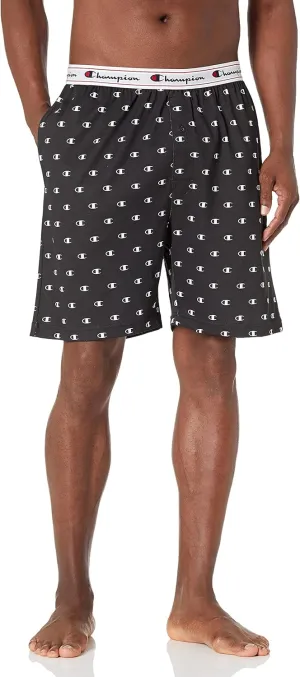 Champion Men's Jersey Printed Sleep Shorts, Black, Medium