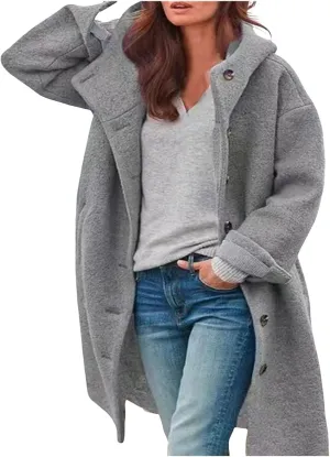 cooki Wool Coats for Women Long Women Fuzzy Fleece Winter Cardigan Jackets Trench Coats Lapel Collar Button Down Peacoat