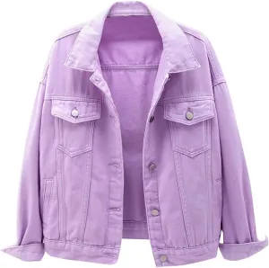 Denim Jackets for Women Oversized Lapel Collar Retro Cowgirl Jean Jackets Trendy Relax Fit Cropped Coats With Pockets