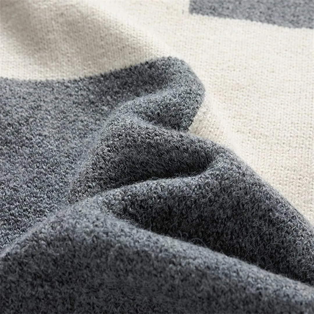 Disimlarl Japanese Hip Hop Oversized Knit Turtleneck Colorblock Sweater