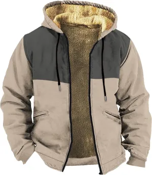 Fleece Jackets Men Long Sleeve Full Zip Sherpa Fuzzy Fur Cardigans Outdoor Fluffy Winter Warm Sweater Coats with Hood