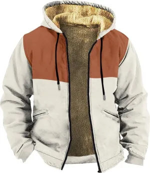 Fleece Jackets Men Long Sleeve Full Zip Sherpa Fuzzy Fur Cardigans Outdoor Fluffy Winter Warm Sweater Coats with Hood