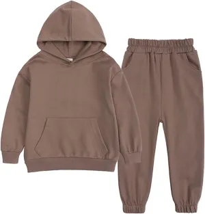 Fleece Lined Lounge Sets 2 Piece Outfits for Girls Kids Hoodie Fall Going Out Children Sweatsuits Sets Western Active