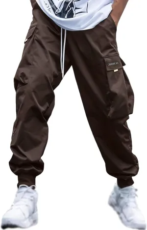 FZVYD Men's Baggy Cargo Pants Trendy Casual Parachute Pant Loose Fit Harem Joggers Relaxed Streetwear Joggers with Pockets