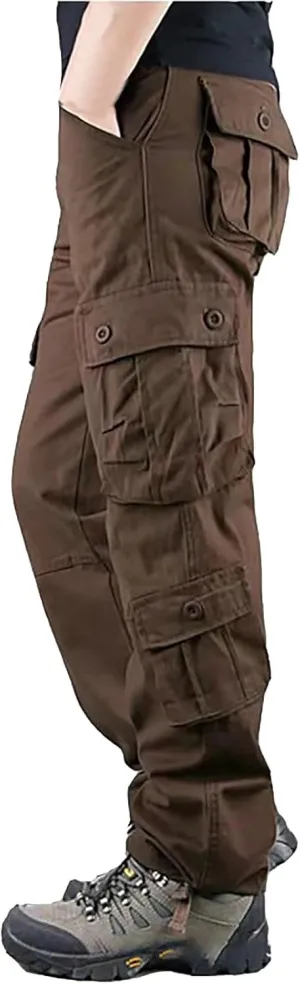 GOKKILRW Men's Cotton Multi-Pockets Work Pants Tactical Outdoor Hiking Jogging Military Army Ripstop Utility Baggy Cargo Pant