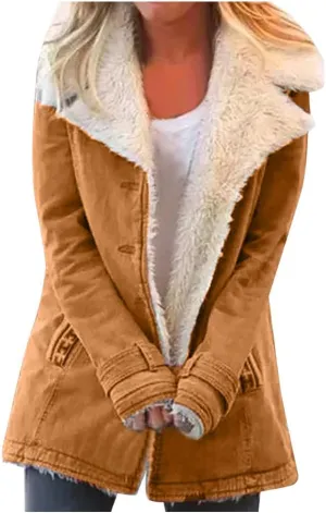 Hasta Womens Plush Denim Jackets Plus Size Single-Breasted Fleece Lined Winter Coats Pocket Vintage Thicker Fuzzy Jackets