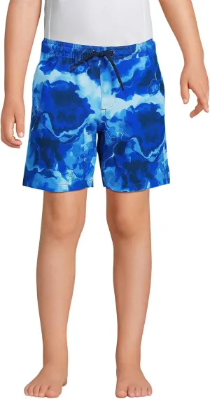 Lands' End Boys Slim Printed Volley Swim Trunks
