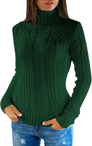 LCMTWX Oversized Sweater for Women Turtleneck Long Sleeved Knitted Sweater Round Neck Striped Women's Oversized Sweaters