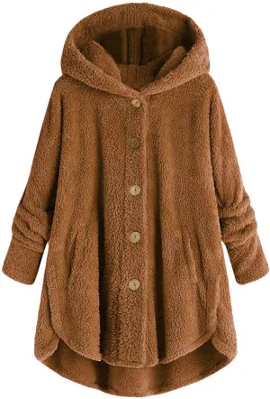 LCMTWX Womens Fuzzy Fleece Jacket Pullover Tail Loose Women Coat Tops Women's Coat Outerwear with Pockets Ski Jackets For