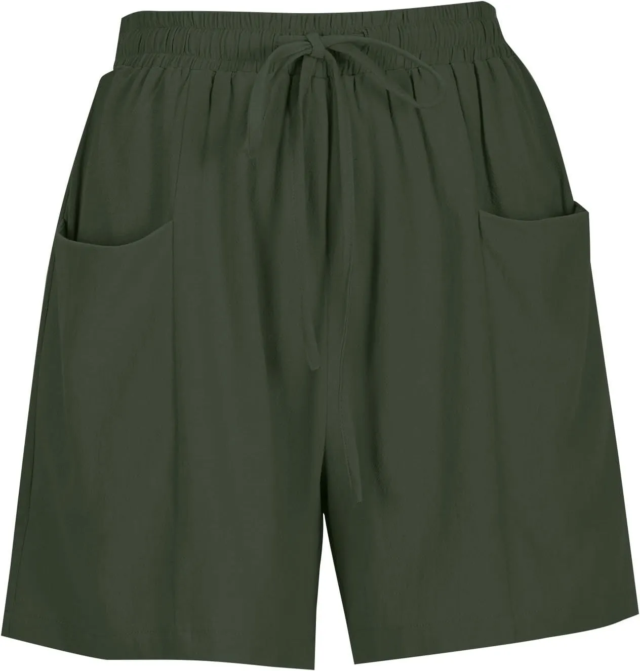 Linen Shorts for Women Casaul Drawstring High Waisted Pull On Shorts with Pockets Comfy Summer Beach Outfits