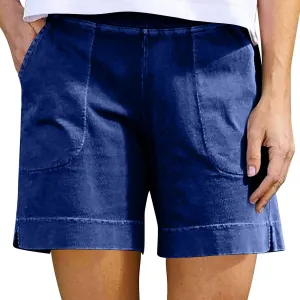 Linen Shorts for Women Trendy High Waisted Loose Wide Leg Beach Shorts Casual Vacation Summer Clothes with Pockets