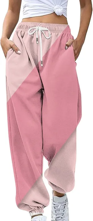 Litetao Sweatpants Women Baggy Low Waist 2024 Fall Jogger Pants Color Block Breathable Lounge Trousers with Pockets