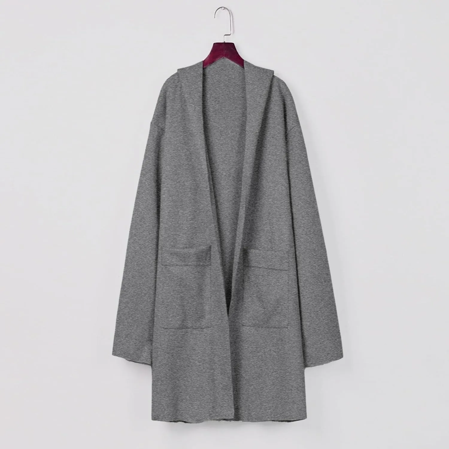 Long Cardigans For Women Lightweight Wool Blend Long Trench Coat Open Front Long Sleeve Jacket Outwear Tan Long
