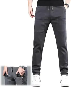 Men Comfy Cargo Pants Stretch, Lightweight Solid Color Long, PantsMultipants High Stretch Multi-Pocket Durable Cargo Pants.