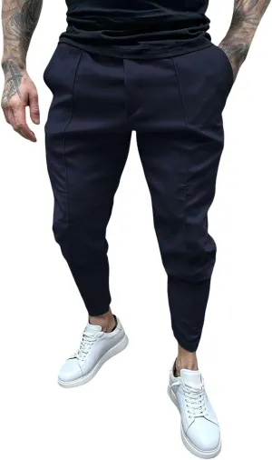 Men's Cargo Jogger Pants Stretch Sweatpants Slim Fit Tactical Pants with Zipper Pockets Casual Trousers Men's Casual Slim Fit Pants Skinny Stretch Dress Slacks #05- Navy 3X-Large
