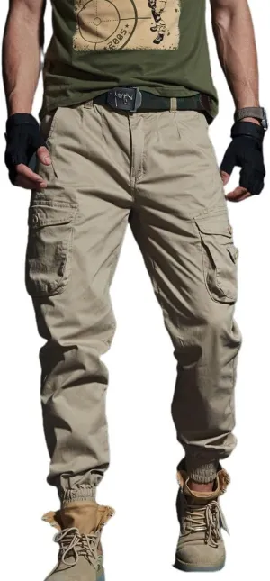 Men's Cargo Joggers Work Camo Chino Utility Combat Pants Trousers with Multi Pockets for Fall and Winter
