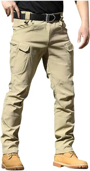 Mens Cargo Pants Relaxed Fit Stretch Work Tactical Pants Lightweight Outdoor Multi Pocket Stretch Travel Hiking Pants