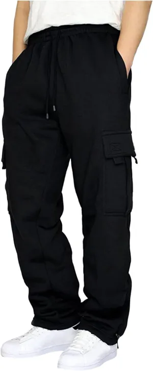 Mens Drawstring Multi-Pocket Straight Cargo Pants Casual Tactical Pants Outdoor Hiking Pants Plus Size