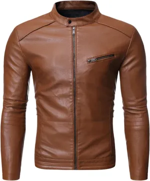 Men's Faux Leather Aviator Bomber Jacket PU Leather Jacket Short Lapel Made of Cowhide Leather w/Side Lacing Men's