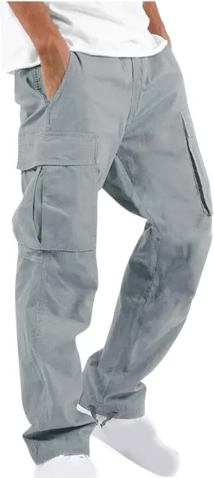 Mens Jogging Cargo Pants Multi Pocket Outdoor Hiking Pants Loose Fit Casual Lightweight Military Trousers Joggers