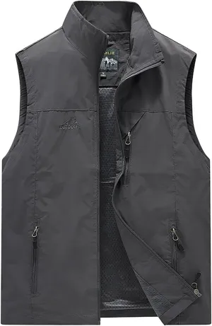 Mens Lightweight Softshell Vest Casual Sleeveless Windproof Jacket Work Fishing Travel Hiking Golf Utility Vest
