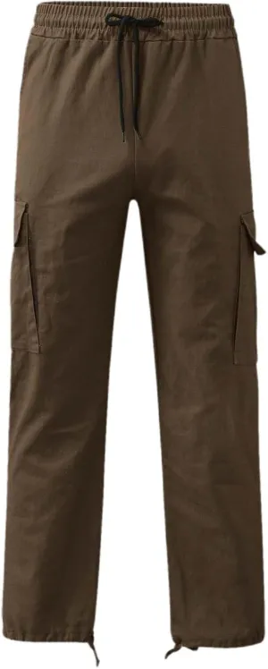 Men's Pajama Shorts Cotton Lounge Sleep Shorts Elastic Waist Sleepwear Pants with Pockets Brown
