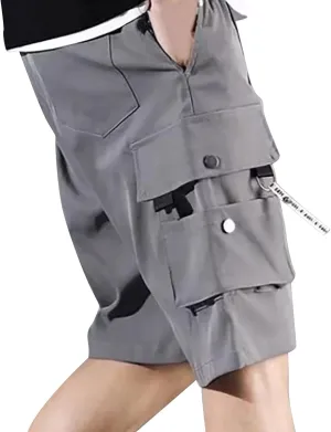 Men's Pajama Shorts Cotton Lounge Sleep Shorts Elastic Waist Sleepwear Pants with Pockets Grey