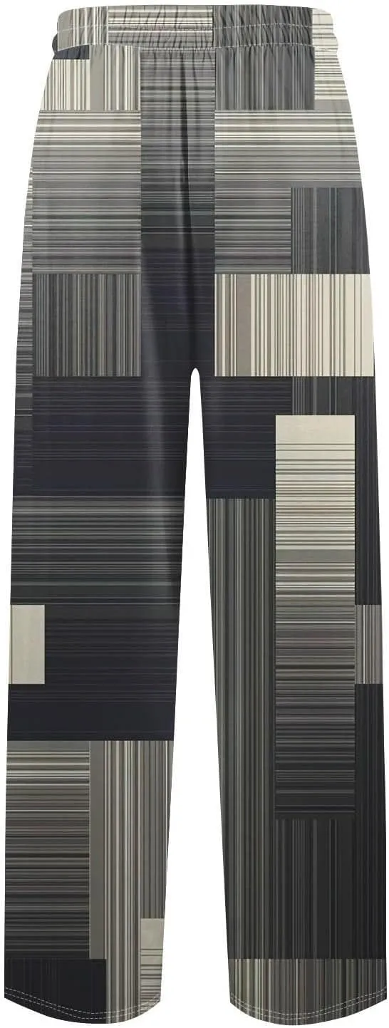 Men's Plaid Casual Pants Loose Fit Elastic Drawstring Waist Straight Leg Summer Beach Holiday Slacks Casual Trousers
