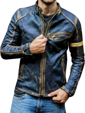 Men's Smooth Leather Motor Jacket Color Zip PU Leather Jacket Short Lapel Motorcycle Leather Motorcycle Jackets for