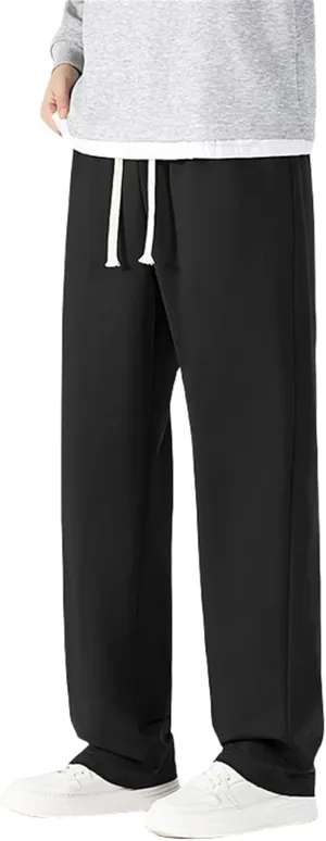 Men's Sweatpants Loose Fit Wide Leg Hip Hop Joggers Track Pants Athletic Drawstring Waist Flared Pants with Pockets