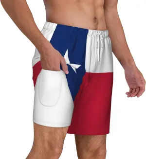 Mens Swim Trunks with Compression Liner Beach Board Shorts Quick Dry Swim Shorts -Flag of Texas