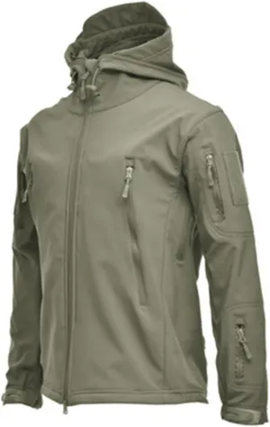 Mens Waterproof Hooded Rain Jacket Outdoor Softshell Fleece Lined Camouflage Hunting Hiking Fishing Windbreaker Jacket