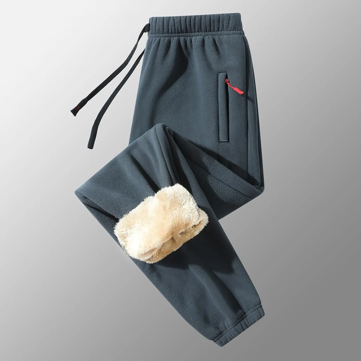 Men's Winter Baggy Cinch Bottom Sweatpants Fleece Lined Casual Comfy with Pockets Joggers Loose Fit Thickened Cozy