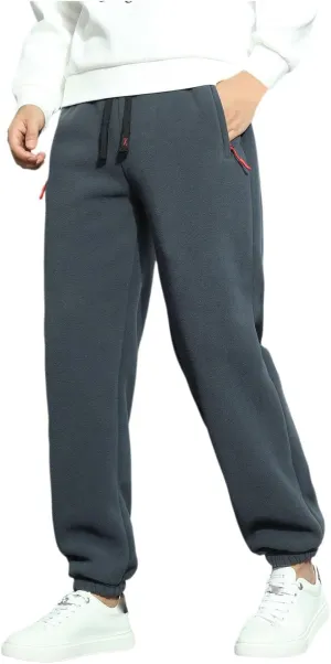 Men's Winter Baggy Cinch Bottom Sweatpants Fleece Lined Casual Comfy with Pockets Joggers Loose Fit Thickened Cozy