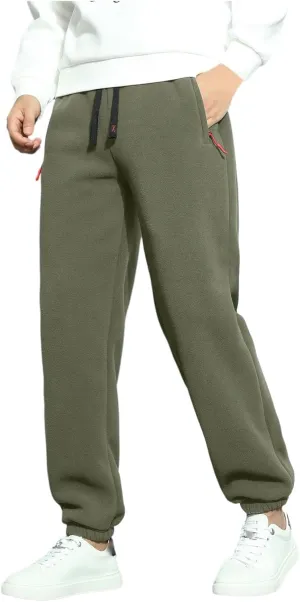 Men's Winter Baggy Cinch Bottom Sweatpants Fleece Lined Casual Comfy with Pockets Joggers Loose Fit Thickened Cozy