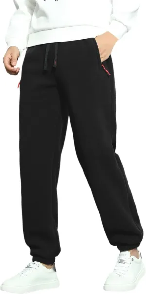 Men's Winter Baggy Cinch Bottom Sweatpants Fleece Lined Casual Comfy with Pockets Joggers Loose Fit Thickened Cozy
