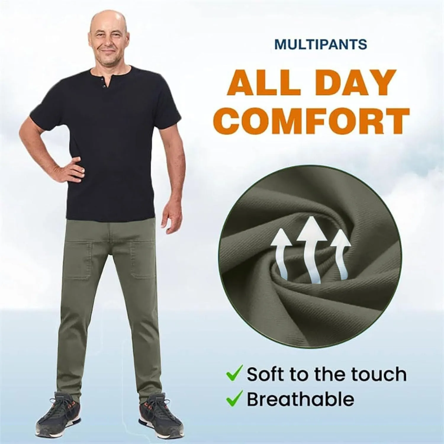 MultiPants - High Stretch Multi-Pocket Durable Cargo Pants, Mencomfy Stretch Cargo Pants for Men, Silm Fit
