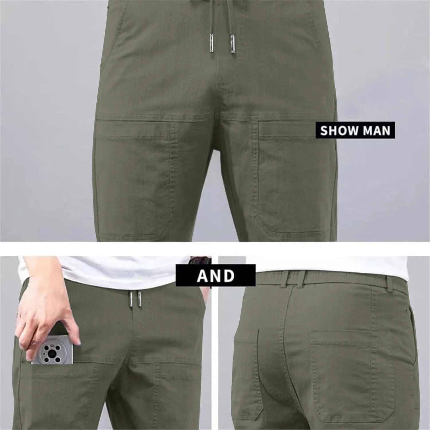 MultiPants - High Stretch Multi-Pocket Durable Cargo Pants, Mencomfy Stretch Cargo Pants for Men, Silm Fit