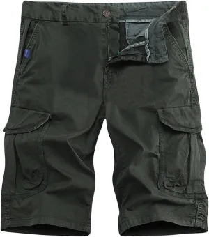 Muscularfit Short Shorts for Men 2023 Cotton Multi Pockets Solid Cargo Shorts Big and Tall Work Utility Shorts 6 Inch Inseam