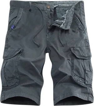 Muscularfit Short Shorts for Men 2023 Cotton Multi Pockets Solid Cargo Shorts Big and Tall Work Utility Shorts 6 Inch Inseam