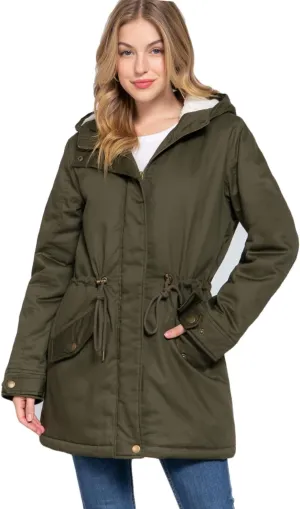 NE PEOPLE Women’s Military Jacket – Anorak Utility Safari Long Sleeve Lightweight Casual Snap Button Stand Collar Parka Coat
