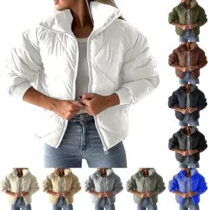 Quilted Puffer Jacket for Women Casual Puffy Zip Up Jackets with Pockets Warm Winter Padded Down Coats Outerwear
